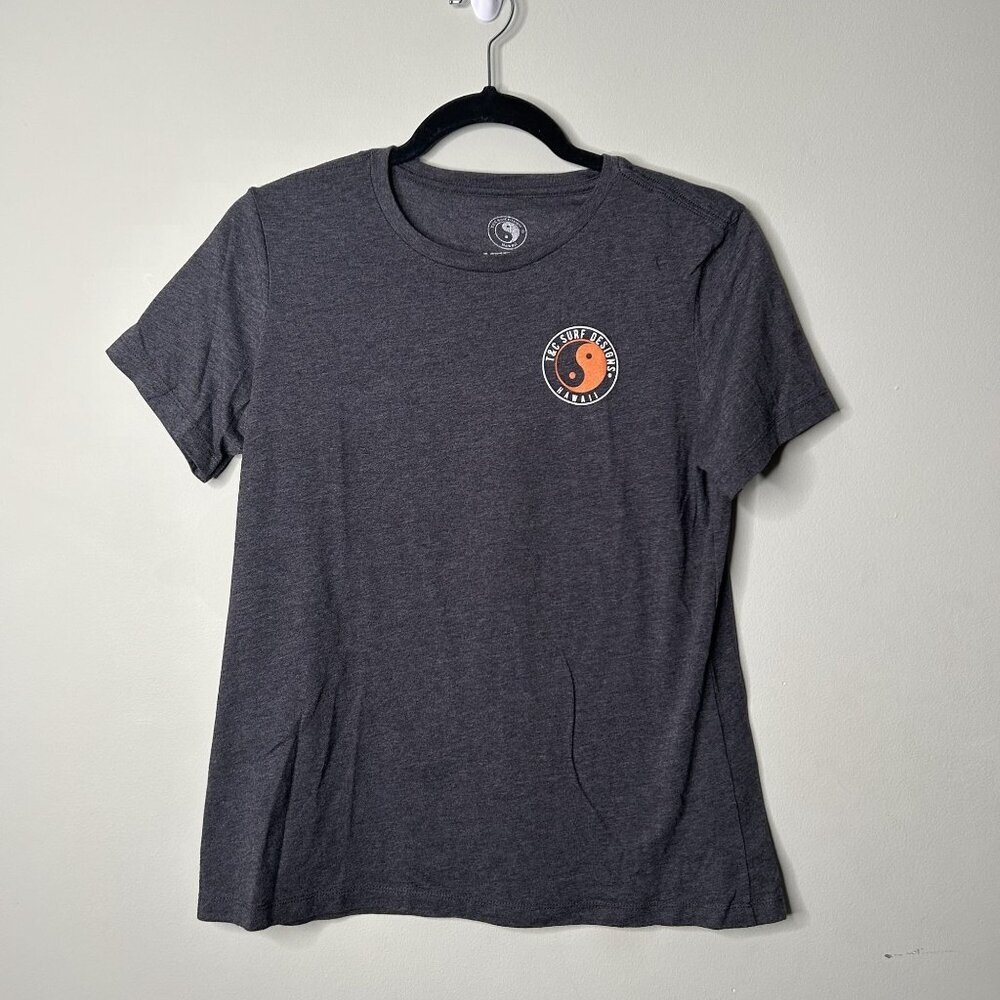 T&C Hawaii T-Shirt Dark Grey Raised On Rice Short Sleeve Women's Size Medium M